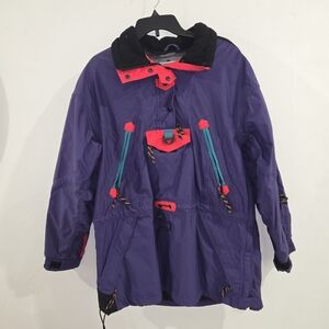 Women's Ski Jacket Slalom Size 12 Purple Pink Waterproof Hooded Zip Pockets Snow